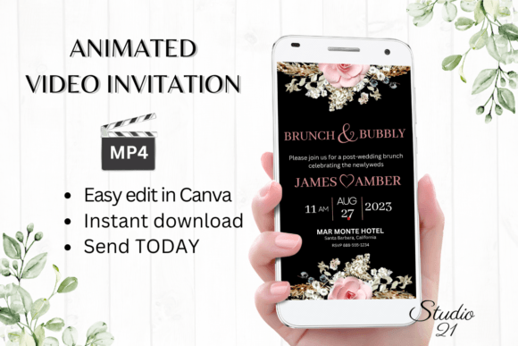 Boho Wedding Brunch Invite: Effortless Digital Elegance