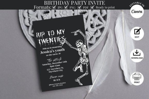 Celebrate Your Milestone: The 'RIP to My Twenties' Birthday Invite