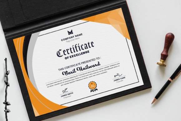 Certificate Layout with Yellow Accents: A Vibrant Template Design