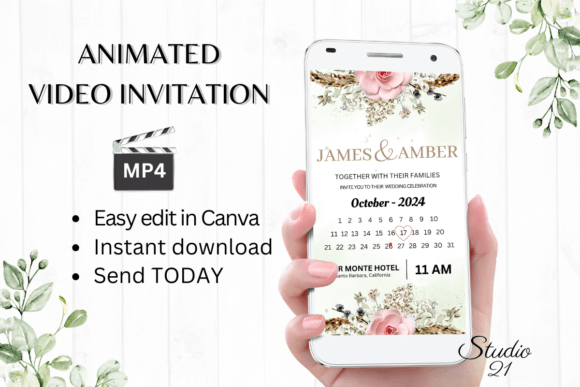 Effortless Elegance: The Boho Wedding Invitation W8126B