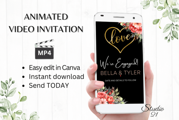 Floral Engagement Announcement W1131B: A Stunning Digital Invitation
