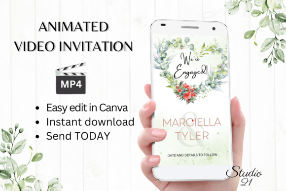 Floral Engagement Announcement W1138B: A Fresh Take on Modern Invitations