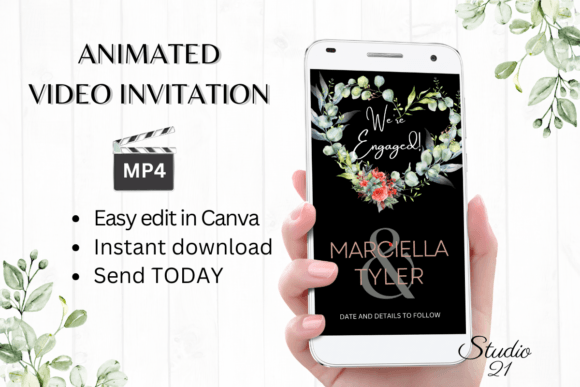 Floral Engagement Announcement W1139B: A Modern Digital Invitation