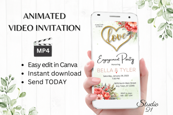 Floral Engagement Party Invite W1130: Effortless Elegance