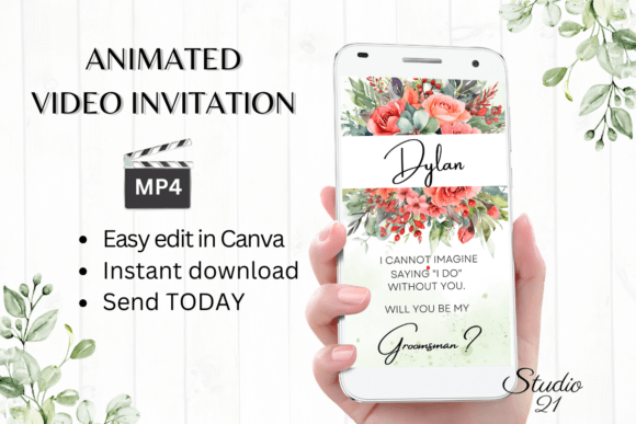 Floral Groomsman Proposal W3136GM: A Digital Invitation Solution