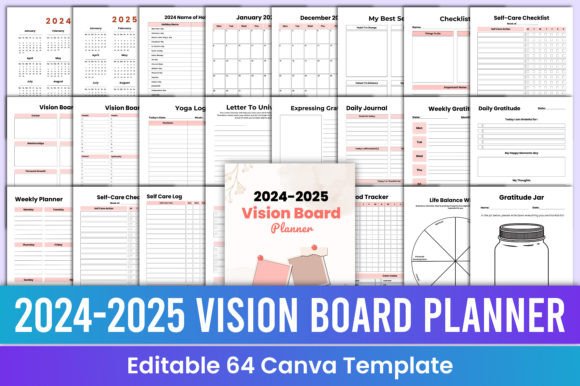 Master Your 2024-2025 Goals with This Canva Vision Board Planner