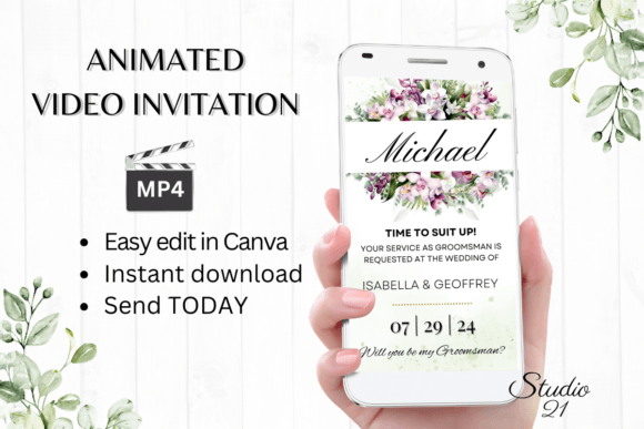 Orchids Groomsman Proposal W3456GM: A Modern Invitation Template