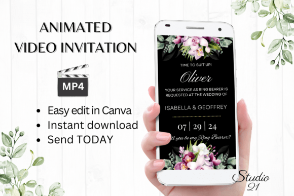 Orchids Ring Bearer Proposal W3459RB: A Modern Elegance for Digital Invitations