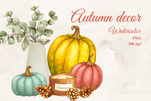 Watercolor Autumn Decor: A Versatile Sublimation Clipart Set