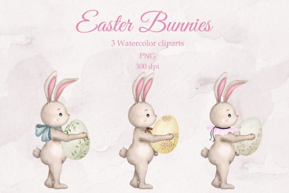 Watercolor Easter Bunnies: Pastel Illustrations for Creative Projects